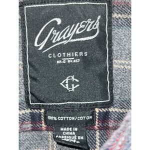 Grayers Clothiers Gray Red Plaid Button Down Flannel Shirt XS Two Pockets